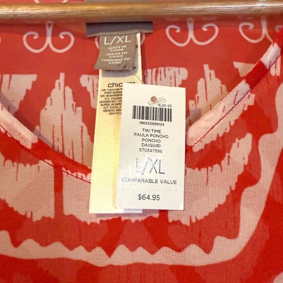 Chico's Red and White Patterned Tunic - Picture 4 of 5